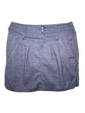 Prana Lizbeth Hiking Chambray Skirt Gray Sz 4 Hemp Blend Quick Dry Pockets